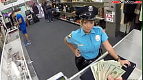 Latina pawnshop cop sucking pov dick and fucked from behind